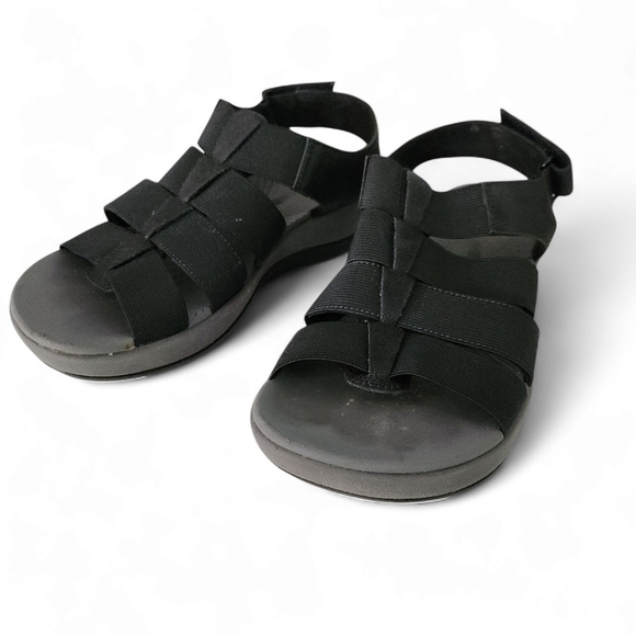 CLARKS Black Strappy Comfort Sandals – size 6 - Picture 1 of 9